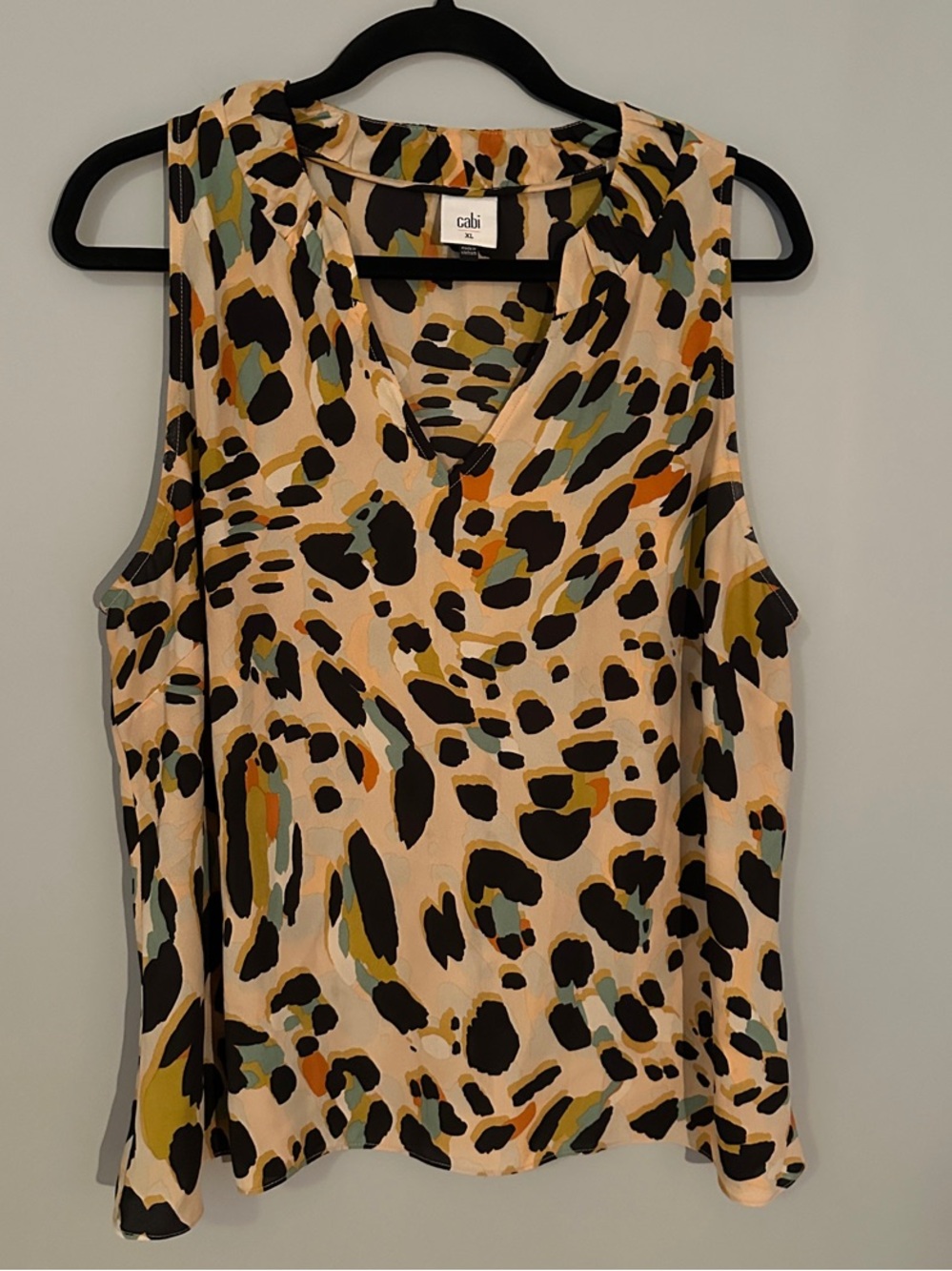 CAbi Multicolor Animal Print V-Neck Tank - Beige, Black, Olive, Rust, Pale Blue